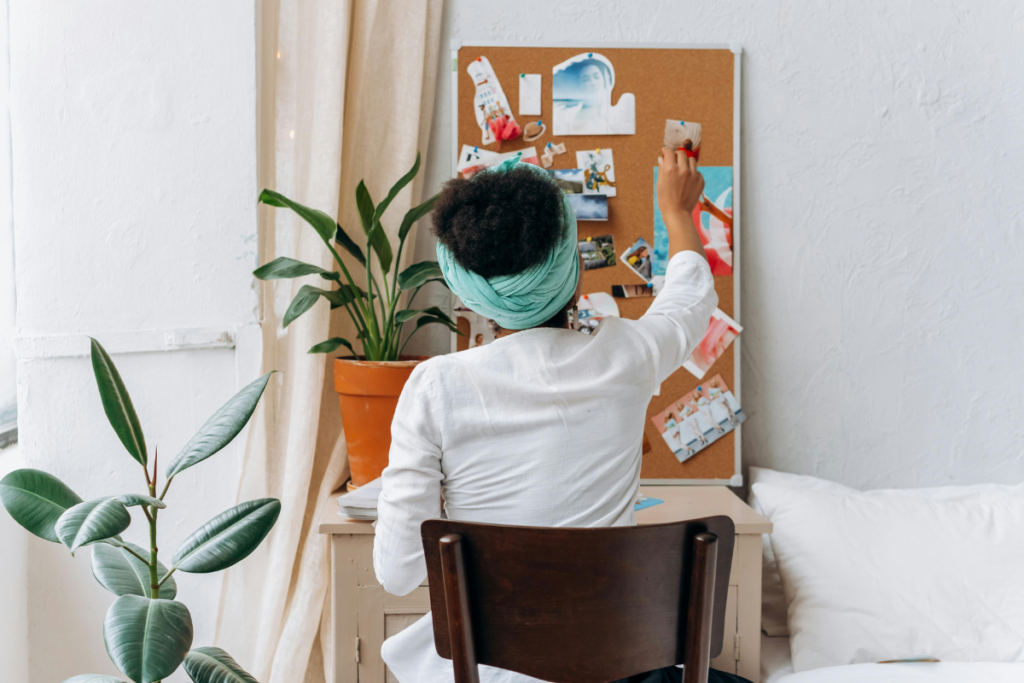 Self-care vision board for manifesting personal growth and dream life.